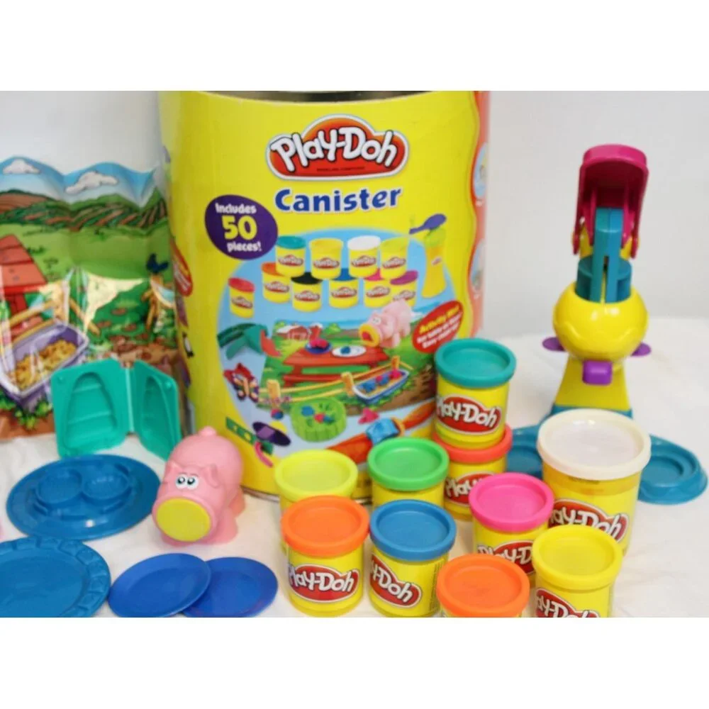 Large Play-Doh Canister 50+ Pcs Crayola Dough Doodler Cutters Molds cans